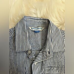 Ruggedbutts 3T Seersucker Button down Shirt, blue and white stripe